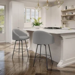 Nelly Swivel Barstool Light Gray/Black - Amisco -Homcom Crosley Shop GUEST e5516b68 6969 420a a908 8fc2e1ea65df