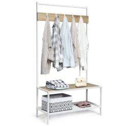 COSTWAY 3 In 1 Industrial Coat Rack Shoe Bench Entryway Hall Tree Storage Shelf W/ Hooks -Homcom Crosley Shop GUEST e5928d81 223d 4ecc 9887 1bd348869453