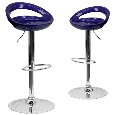 Emma And Oliver 2 Pack Contemporary Plastic Adjustable Height Barstool With Rounded Cutout Back And Chrome Base 16 Emma And Oliver 2 Pack Contemporary Plastic Adjustable Height Barstool With Rounded Cutout Back And Chrome Base - Image 14
