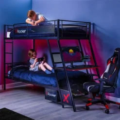 Twin Over Twin Armada Gaming Bunk Bed With Built-In Gaming Desk Black - X Rocker -Homcom Crosley Shop GUEST e6154cd5 8d3e 42d1 b4f1 fa5bc585b75e