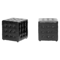 Set Of 2 Siskal Modern Cube Ottoman - Baxton Studio -Homcom Crosley Shop GUEST e69c4ab2 9045 45e4 b7fc daa514845a30