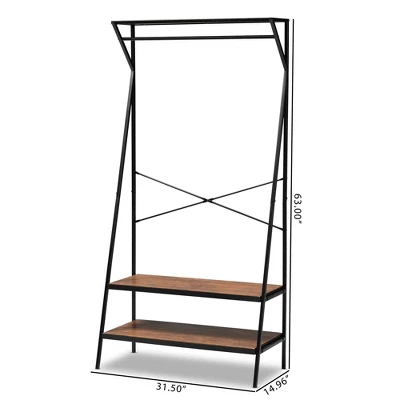 Laima Distressed Wood And Metal Finished Entryway Coat Hanger Brown/Black - Baxton Studio 9 Laima Distressed Wood And Metal Finished Entryway Coat Hanger Brown/Black - Baxton Studio - Image 7