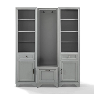 3pc Tara Entryway Set - Hall Tree And 2 Linen Cabinets Distressed Gray - Crosley 4 3pc Tara Entryway Set - Hall Tree And 2 Linen Cabinets Distressed Gray - Crosley - Image 2