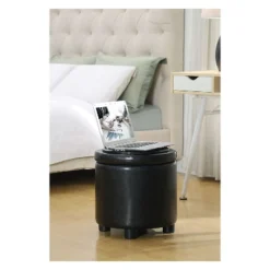 Designs4Comfort Round Accent Storage Ottoman - Breighton Home -Homcom Crosley Shop GUEST e8a63b68 50f2 4b2f 863a 8a21567ad2d4