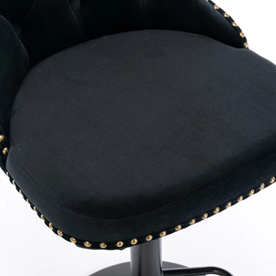Set Of 2 Modern Velvet Upholstered Tufted Swivel Barstools With Nailhead Trim And Adjustable Seat Height-ModernLuxe 11 Set Of 2 Modern Velvet Upholstered Tufted Swivel Barstools With Nailhead Trim And Adjustable Seat Height-ModernLuxe - Image 9
