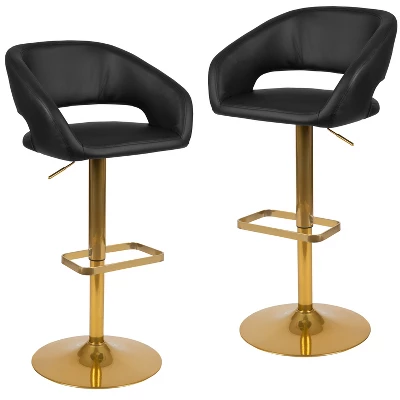 Flash Furniture Contemporary Vinyl Adjustable Height Barstool With Rounded Mid-Back, Set Of 2 14 Flash Furniture Contemporary Vinyl Adjustable Height Barstool With Rounded Mid-Back, Set Of 2 - Image 12