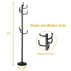 Costway Metal Coat Rack Hat Stand Tree Hanger Hall Umbrella Holder Hooks Black 16 Costway Metal Coat Rack Hat Stand Tree Hanger Hall Umbrella Holder Hooks Black -Homcom Crosley Shop GUEST e986d7eb 6987 40f6 83c0 eb4780d75eaa