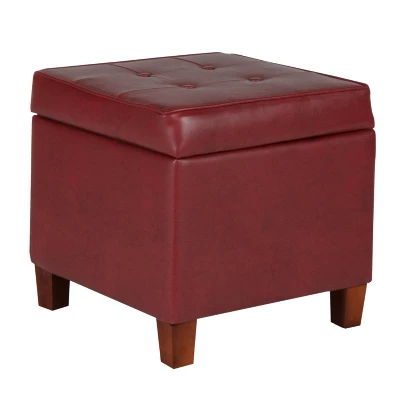 Square Tufted Faux Leather Storage Ottoman - HomePop 13 Square Tufted Faux Leather Storage Ottoman - HomePop - Image 11