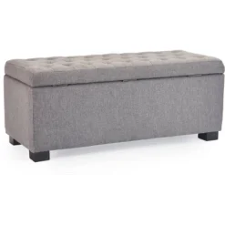 Arlo Tufted Storage Bench Gray - Adore Decor