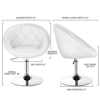 Tangkula Modern Swivel Bar Stools Height Adjustable Round Tufted Back Accent Chair Black/White 5 Tangkula Modern Swivel Bar Stools Height Adjustable Round Tufted Back Accent Chair Black/White - Image 3
