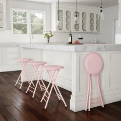 Set Of 4 Counter Height Bar Stools – 24-Inch Backless Folding Chairs With 300lb Capacity For Kitchen, Rec Room, Or Game Room By Trademark Home (Pink) 13 Set Of 4 Counter Height Bar Stools – 24-Inch Backless Folding Chairs With 300lb Capacity For Kitchen, Rec Room, Or Game Room By Trademark Home (Pink) -Homcom Crosley Shop GUEST ecafe322 9a66 421d affa 9864cc7d11ea 1