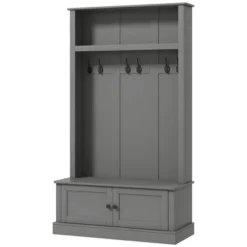 HOMCOM Hall Tree With Bench And Shoe Storage, Entryway Bench With Coat Rack, Mudroom Bench With Storage And Hooks For Hallway, Gray -Homcom Crosley Shop GUEST ed2e9451 99c8 4b87 b847 2aaa064349ae