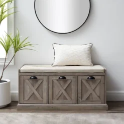 Farmhouse 40" 3 Drawer Storage Bench With Cushion - Saracina Home -Homcom Crosley Shop GUEST ed8704e6 f024 4e62 a784 df82d9c1ca48