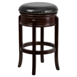 Flash Furniture 29'' High Backless Wood Barstool With Carved Apron And LeatherSoftSoft Swivel Seat -Homcom Crosley Shop GUEST ee4bdc52 9a66 4c10 bda8 0404f3eb5354 1