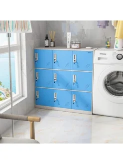 MECOLOR 35.5 In. Multipurpose Kids, Adults Locker Metal 9 Door Storage Cabinet Room Organizer With Lock For Clutter, Toys, Clothes, Shoes, Bags, Backpacks -Homcom Crosley Shop GUEST ee6c0c6f 3fa6 4035 9997 c16a466120b3