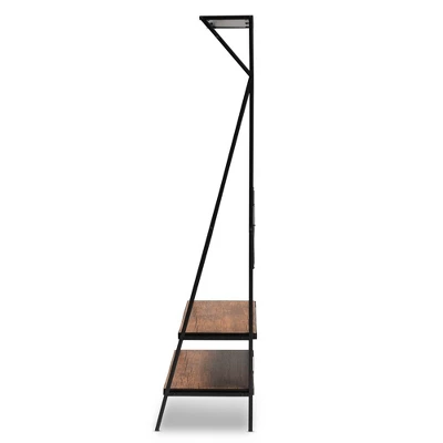 Laima Distressed Wood And Metal Finished Entryway Coat Hanger Brown/Black - Baxton Studio 4 Laima Distressed Wood And Metal Finished Entryway Coat Hanger Brown/Black - Baxton Studio - Image 2