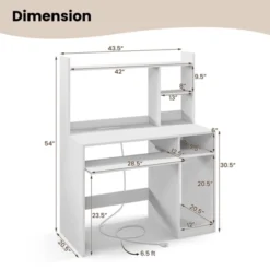 Tangkula Computer Desk W/ Charging Station 43.5” Gaming Table Workstation W/ Keyboard Tray CPU Stand & Storage Shelves White/Black -Homcom Crosley Shop GUEST ef43950e 0851 4846 be87 693fce28756e