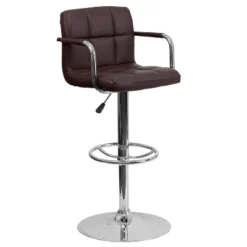 Flash Furniture Contemporary Quilted Vinyl Adjustable Height Barstool With Arms And Chrome Base -Homcom Crosley Shop GUEST ef61b3c6 469b 43d5 bb3d e1a4d30fb705
