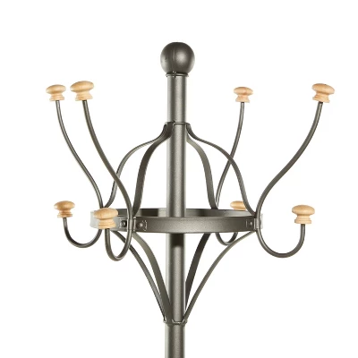 Industrial Iron Coat Rack Black - Olivia & May 4 Industrial Iron Coat Rack Black - Olivia & May - Image 2