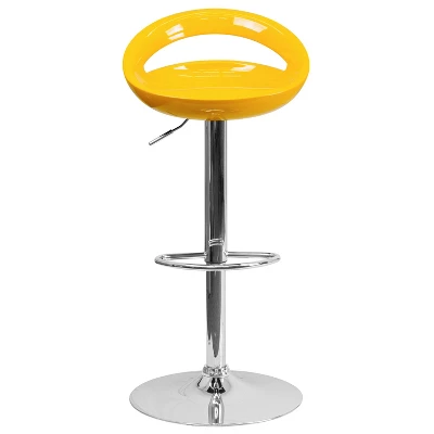Emma And Oliver Yellow Plastic Adjustable Height Barstool With Chrome Base 10 Emma And Oliver Yellow Plastic Adjustable Height Barstool With Chrome Base - Image 8