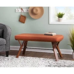 42" Folia Bench Polyester/Wood Walnut/Orange - LumiSource 13 42" Folia Bench Polyester/Wood Walnut/Orange - LumiSource -Homcom Crosley Shop GUEST f185ae36 2f35 45fe 8a02 0bbad733db61