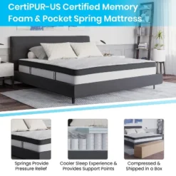 Merrick Lane Hulen 12 Inch Hybrid Pocket Spring & CertiPUR-US Certified Memory Foam Mattress 28 Merrick Lane Hulen 12 Inch Hybrid Pocket Spring & CertiPUR-US Certified Memory Foam Mattress -Homcom Crosley Shop GUEST f208ec68 e2da 48e6 9c07 b719017b84cc