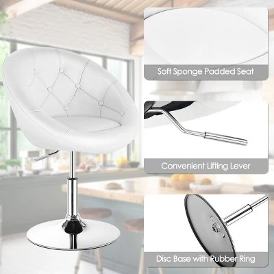 Tangkula Modern Swivel Bar Stools Height Adjustable Round Tufted Back Accent Chair Black/White 11 Tangkula Modern Swivel Bar Stools Height Adjustable Round Tufted Back Accent Chair Black/White - Image 9