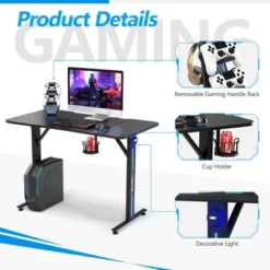 Costway Gaming Desk Home Office PC Computer Desk W/LED Lignt&Gaming Handle Rack -Homcom Crosley Shop GUEST f2957212 9372 4b0d a83c eed77ad49990