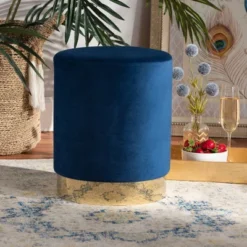 Chaela Velvet Metal Ottoman - Baxton Studio -Homcom Crosley Shop GUEST f2b838ed 7ae4 4817 a44e 88b57233afb5