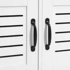 HOMCOM Modern Hall Tree, Entryway Coat Rack With Shoe Bench, 5 Hooks, Storage Shelf And Slatted Door Cabinet For Hallway, White -Homcom Crosley Shop GUEST f5250cfa f06f 48ca 90b8 12c8bc553cf0