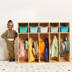 ECR4Kids Streamline 5-Section Toddler Coat Locker, Classroom Furniture, Natural -Homcom Crosley Shop GUEST f5627e54 8d66 4fc4 90f5 b22c61e15b80