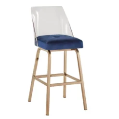 Set Of 2 29" Svana Champagne Gold Finish Velvet Barstools Navy - Inspire Q -Homcom Crosley Shop GUEST f687135a 7a27 45fc a536 1f02b3f1a230