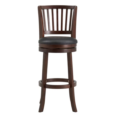29" Falia Dark Cherry Finish Linen Swivel Barstool Height Chair - Inspire Q 5 29" Falia Dark Cherry Finish Linen Swivel Barstool Height Chair - Inspire Q - Image 3
