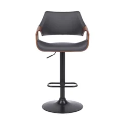 Aspen Adjustable Faux Leather Metal Swivel Barstool Gray/Black - Armen Living