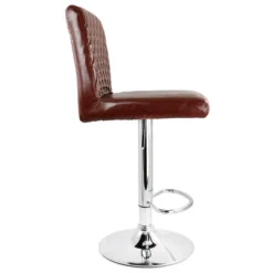 Elama 2 Piece Adjustable Tufted Faux Leather Bar Stool In Glossy Cherry With Chrome Base -Homcom Crosley Shop GUEST f70c15ec 9fed 4a3d b54d 582631299c43