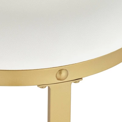 55 Downing Street Gold Bar Stool 26" High Modern White Fabric Cushion With Footrest For Kitchen Counter Height Island Home House 5 55 Downing Street Gold Bar Stool 26" High Modern White Fabric Cushion With Footrest For Kitchen Counter Height Island Home House - Image 3