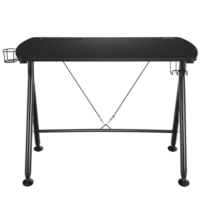 Tangkula Gaming Desk Y-Shaped Computer Table W/Cup Holder & Phone Slot For Home Office Black 7 Tangkula Gaming Desk Y-Shaped Computer Table W/Cup Holder & Phone Slot For Home Office Black - Image 5