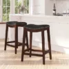 Merrick Lane 30'' Backless Saddle Style Barstool Traditional Cappuccino Finish Wood Barstool In Black Faux Leather With Nail Accent Trim 1 Merrick Lane 30'' Backless Saddle Style Barstool Traditional Cappuccino Finish Wood Barstool In Black Faux Leather With Nail Accent Trim -Homcom Crosley Shop GUEST f8916af7 8e0c 428e b1d0 e67b936b0a81