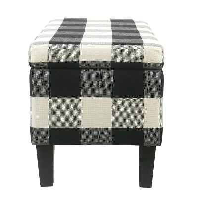 Large Decorative Storage Bench Black Plaid - HomePop 5 Large Decorative Storage Bench Black Plaid - HomePop - Image 3