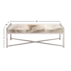 Contemporary Stainless Steel Rectangular Cowhide Bench - Olivia & May -Homcom Crosley Shop GUEST f904bd0a 9c1d 4ca0 a5d5 3ed2dba352d0