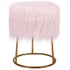 BirdRock Home Round Pink Faux Fur Foot Stool Storage Ottoman With Pale Gold Legs -Homcom Crosley Shop GUEST f918b36a a264 456a 8320 250eebedf4f8