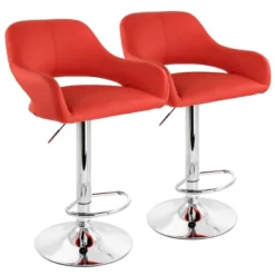 Elama 2 Piece Adjustable Faux Leather Bar Stool Set -Homcom Crosley Shop GUEST f91d5e10 20b6 4719 9f3a 359462269fb5