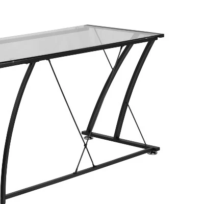 BlackArc Gaming Desk With Clear Glass Top And Black Powder Coated Metal Frame - L-Shaped 79" Diagonal Width - 8mm Tempered Glass 7 BlackArc Gaming Desk With Clear Glass Top And Black Powder Coated Metal Frame - L-Shaped 79" Diagonal Width - 8mm Tempered Glass - Image 5