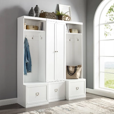 3pc Harper Entryway Pantry Closet & 2 Hall Trees Set White - Crosley 4 3pc Harper Entryway Pantry Closet & 2 Hall Trees Set White - Crosley - Image 2
