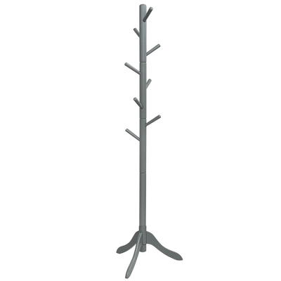 Costway Wooden Coat Rack Stand Entryway Hall Tree 2 Adjustable Height W/ 8 Hooks GrayBrown 13 Costway Wooden Coat Rack Stand Entryway Hall Tree 2 Adjustable Height W/ 8 Hooks GrayBrown - Image 11