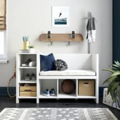RealRooms Jocelyn Storage Bench And Coat Rack