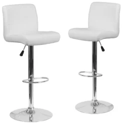 Emma And Oliver 2 Pack Contemporary Vinyl Adjustable Height Barstool With Rolled Seat And Chrome Base -Homcom Crosley Shop GUEST f9d0818d 301a 4171 b4aa 4d186dbfd720