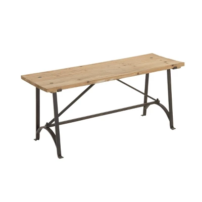 Industrial Knotted Wood Bench Beige - Olivia & May 4 Industrial Knotted Wood Bench Beige - Olivia & May - Image 2