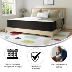 Flash Furniture Dream 12 Inch Hybrid Mattress, High Density Foam And Pocket Spring Mattress In A Box, CertiPur-US Certified Foam -Homcom Crosley Shop GUEST fa7d3e31 f80d 4f06 92f7 f81636bd1e6b
