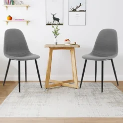 Tangkula Dining Chairs Set Of 4 Upholstered Fabric Chairs W/Metal Legs For Living Room -Homcom Crosley Shop GUEST fada297e 2256 453e 8a6f c5e524b5a5ea